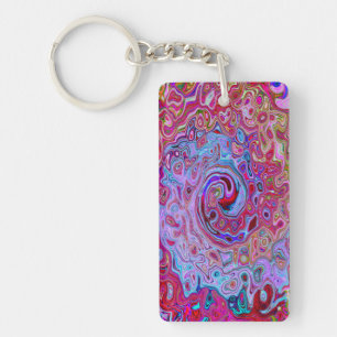 Retro Groovy Abstrakt Lavender und Magenta Swirl Schlüsselanhänger