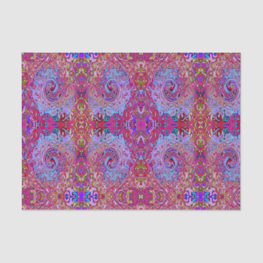 Retro Groovy Abstrakt Lavender und Magenta Swirl Seidenpapier (Vorderseite)