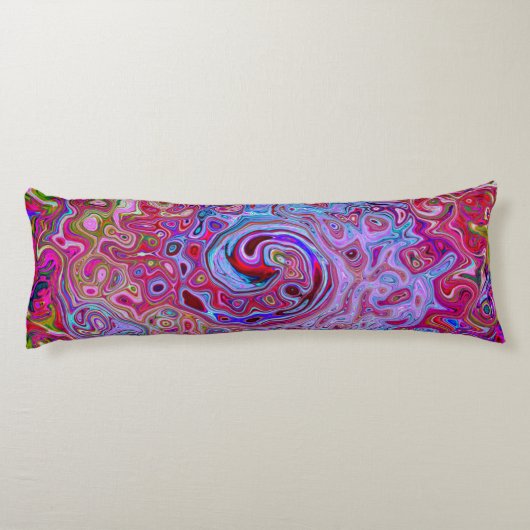 Retro Groovy Abstrakt Lavender und Magenta Swirl Seitenschläferkissen (Rückseite)