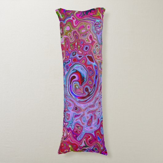 Retro Groovy Abstrakt Lavender und Magenta Swirl Seitenschläferkissen (Vorderseite Vertikal)