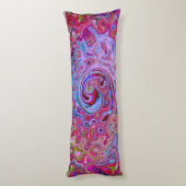 Retro Groovy Abstrakt Lavender und Magenta Swirl Seitenschläferkissen (Rückseite (Vertikal))