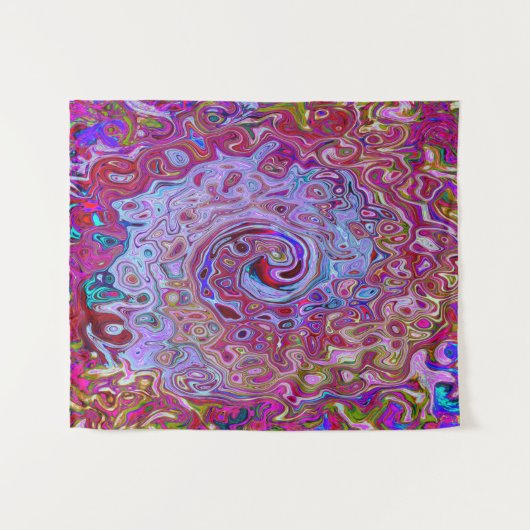 Retro Groovy Abstrakt Lavender und Magenta Swirl Wandteppich (Vorderseite (Horizontal))