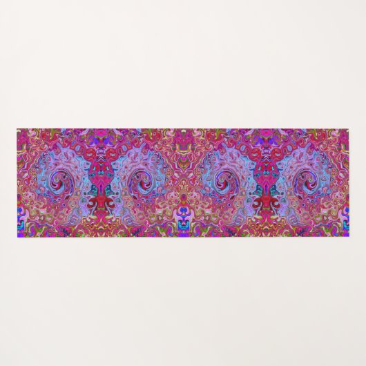 Retro Groovy Abstrakt Lavender und Magenta Swirl Yogamatte (Rückseite (Horizontal))