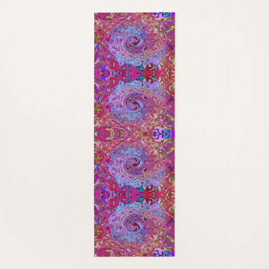Retro Groovy Abstrakt Lavender und Magenta Swirl Yogamatte (Rückseite)