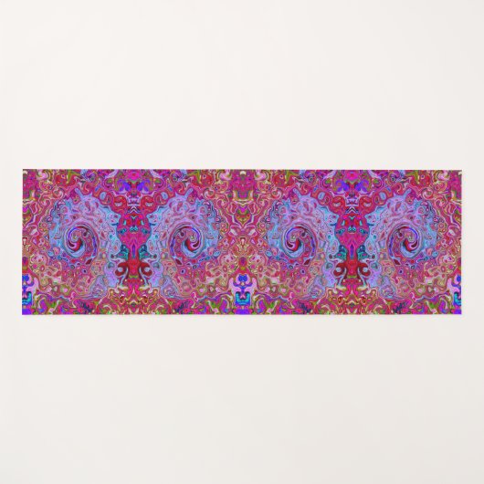 Retro Groovy Abstrakt Lavender und Magenta Swirl Yogamatte (Vorderseite (Horizontal))