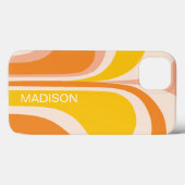 Retro Groovy Abstrakt Peach Orange Yellow Name Case-Mate iPhone Hülle (Rückseite (Horizontal))