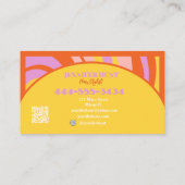 Retro Groovy Abstrakt Wavy QR Code Social Media Visitenkarte (Rückseite)