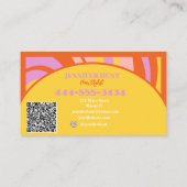 Retro Groovy Abstrakt Wavy QR Code Social Media Visitenkarte (Rückseite)