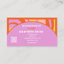 Retro Groovy Abstrakt Wavy QR Code Social Media Visitenkarte