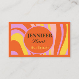 Retro Groovy Abstrakt Wavy QR Code Social Media Visitenkarte