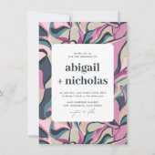 Retro Groovy Abstrakte einmalige Hochzeit Einladung (Vorderseite)