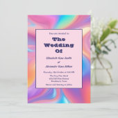 Retro Groovy abstrakte Wellen Hochzeit Einladung (Stehend Vorderseite)