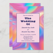 Retro Groovy abstrakte Wellen Hochzeit Einladung (Vorne/Hinten)