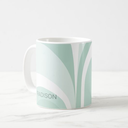 Retro Groovy Abstrakter Aquamariner grüner Creme I Kaffeetasse (Vorderseite Links)