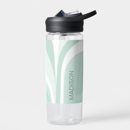 Retro Groovy Abstrakter Aquamariner grüner Creme I Trinkflasche (Links)