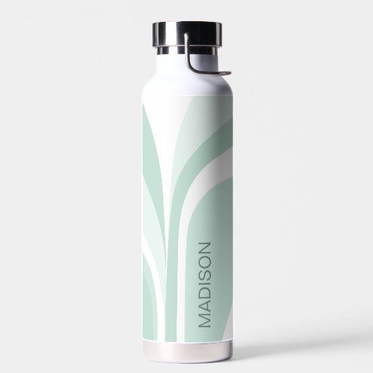 Retro Groovy Abstrakter Aquamariner grüner Creme I Trinkflasche (Links)