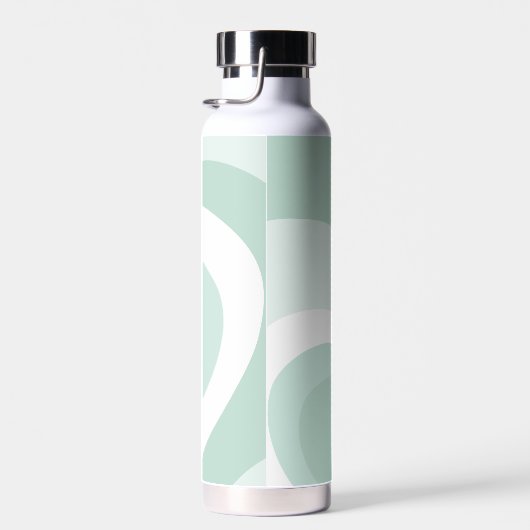 Retro Groovy Abstrakter Aquamariner grüner Creme I Trinkflasche (Rechts)