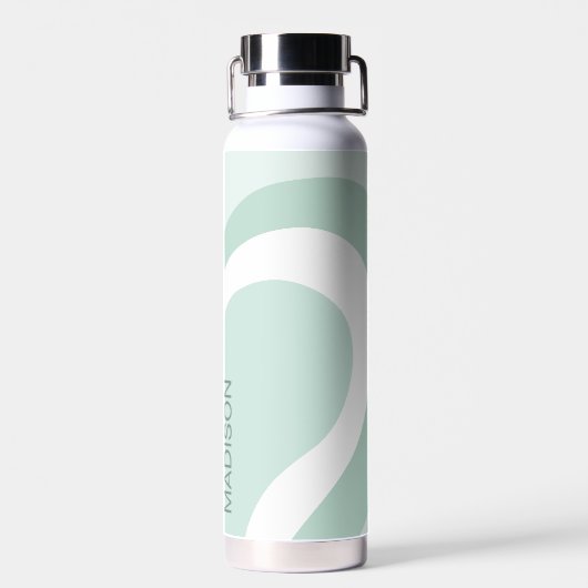 Retro Groovy Abstrakter Aquamariner grüner Creme I Trinkflasche (Rückseite)