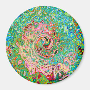 Retro Groovy Abstrakter Bunter Regenbogenwirbel Magnet