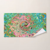 Retro Groovy Abstrakter Regenbogenwirbel Badhandtuch Set (Handtuch)