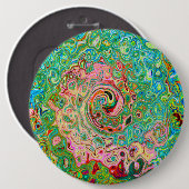 Retro Groovy Abstrakter Regenbogenwirbel Button (Vorne & Hinten)