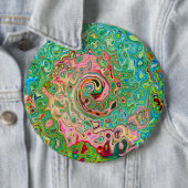 Retro Groovy Abstrakter Regenbogenwirbel Button (Beispiel)