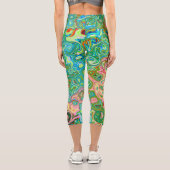 Retro Groovy Abstrakter Regenbogenwirbel Capri Leggings (Rückseite)