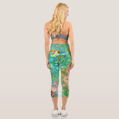 Retro Groovy Abstrakter Regenbogenwirbel Capri Leggings (Rückseite)
