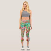 Retro Groovy Abstrakter Regenbogenwirbel Capri Leggings (Vorderseite)