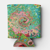 Retro Groovy Abstrakter Regenbogenwirbel Dosenkühler (Rückseite)