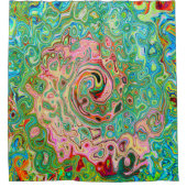 Retro Groovy Abstrakter Regenbogenwirbel Duschvorhang (Vorderseite)