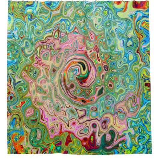 Retro Groovy Abstrakter Regenbogenwirbel Duschvorhang (Vorderseite)