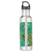 Retro Groovy Abstrakter Regenbogenwirbel Edelstahlflasche (Rückseite)