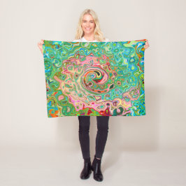 Retro Groovy Abstrakter Regenbogenwirbel Fleecedecke