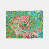 Retro Groovy Abstrakter Regenbogenwirbel Fleecedecke (Vorderseite (Horizontal))