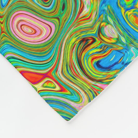 Retro Groovy Abstrakter Regenbogenwirbel Fleecedecke (Ecke)