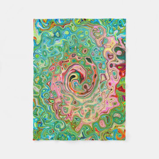 Retro Groovy Abstrakter Regenbogenwirbel Fleecedecke (Vorderseite)