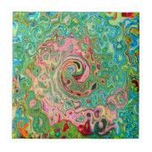 Retro Groovy Abstrakter Regenbogenwirbel Fliese (Vorderseite)