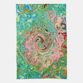 Retro Groovy Abstrakter Regenbogenwirbel Geschirrtuch (Vertikal)