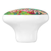 Retro Groovy Abstrakter Regenbogenwirbel Keramikknauf (Seitenansicht)