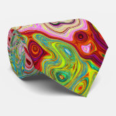 Retro Groovy Abstrakter Regenbogenwirbel Krawatte (Gerollt)