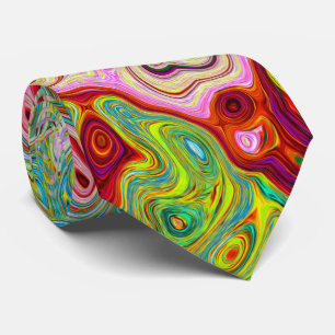 Retro Groovy Abstrakter Regenbogenwirbel Krawatte