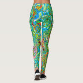 Retro Groovy Abstrakter Regenbogenwirbel Leggings (Rückseite)