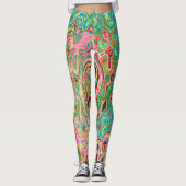 Retro Groovy Abstrakter Regenbogenwirbel Leggings (Vorderseite)