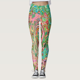 Retro Groovy Abstrakter Regenbogenwirbel Leggings