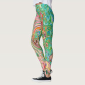 Retro Groovy Abstrakter Regenbogenwirbel Leggings (Links)