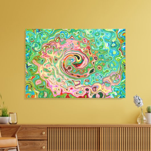 Retro Groovy Abstrakter Regenbogenwirbel Leinwanddruck (Insitu (Wohnzimmer))