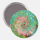 Retro Groovy Abstrakter Regenbogenwirbel Magnet (Vorderseite/Rückseite)
