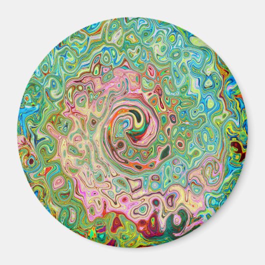 Retro Groovy Abstrakter Regenbogenwirbel Magnet (Vorne)