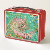 Retro Groovy Abstrakter Regenbogenwirbel Metall Brotdose (Rückseite)